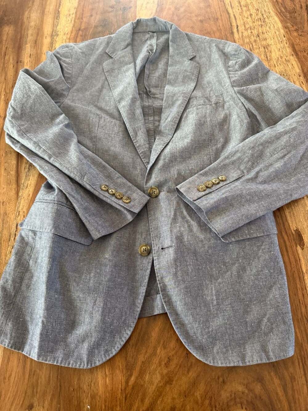 J.Crew Ludlow Slim-fit Cotton-Linen Blazer 36S Blue Somelos Fabric
